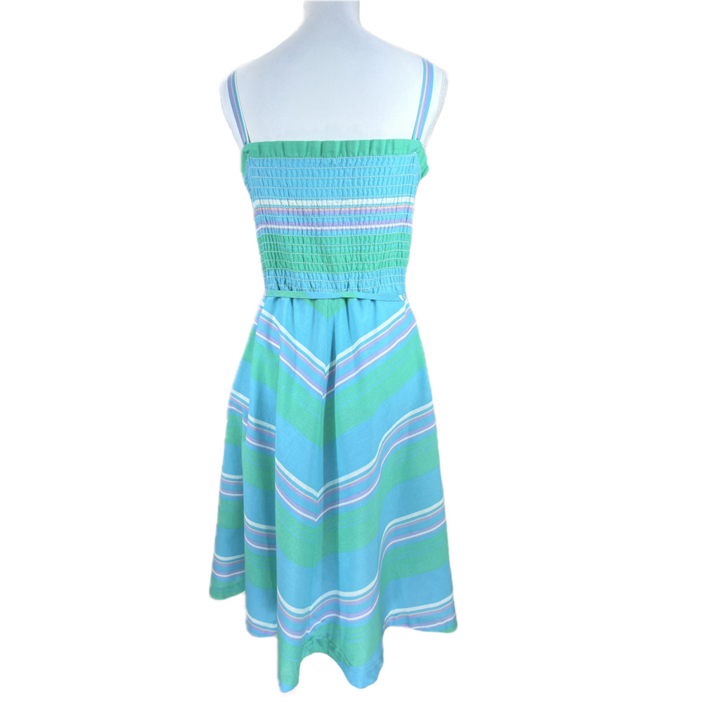 Dash-About Striped Belted Sleeveless Cotton Dress Midi Multicolor Women Size 10 - Picture 2 of 14